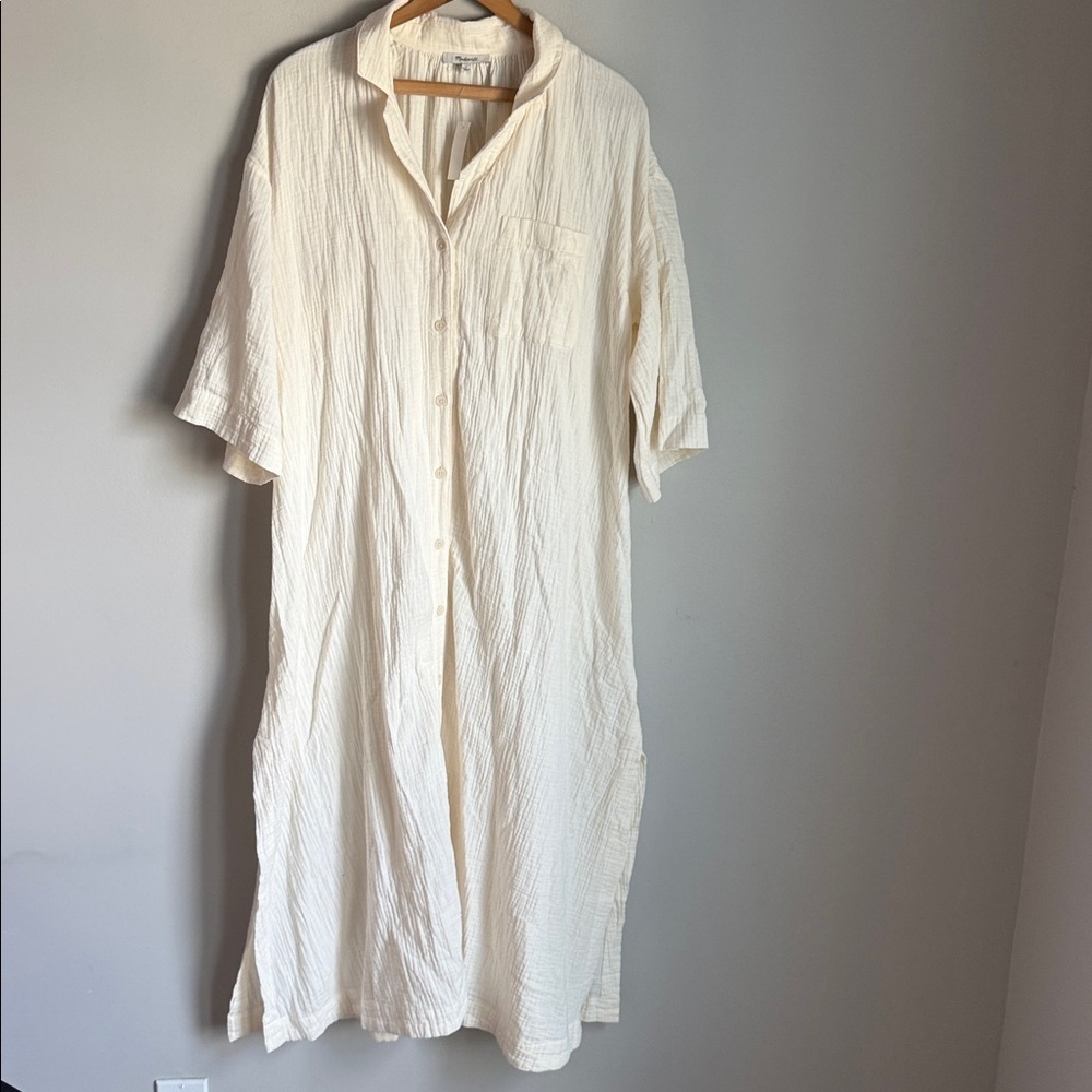 NEW Madewell Lightestspun Cover-Up Maxi Shirtdress Medium - Picture 2 of 12